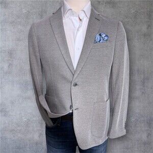 THE SAVILE ROW CO Knit Gantona Mens Blazer Sport Coat 2-Button Jacket 42R Gray
